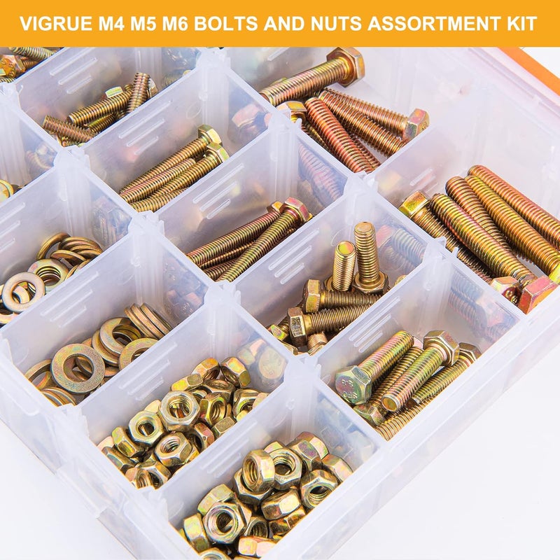 VIGRUE 672PCS Grade 8.8 M4 M5 M6 Metric Bolts Nuts Assortment, Heavy Duty Hex Head Nuts and Bolts Assortment Kit, 13 Metric Sizes Included - Image 4